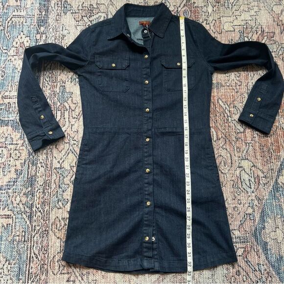 7 For All Mankind Denim Long Sleeve Shirt Dress Youth Size XL Women’s XS - Picture 8 of 11